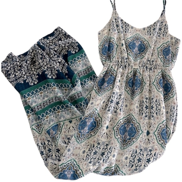 Skies Are Blue Boho Maxi Dress, Lined White Empire Waist Floral Dress, Small - Picture 2 of 9